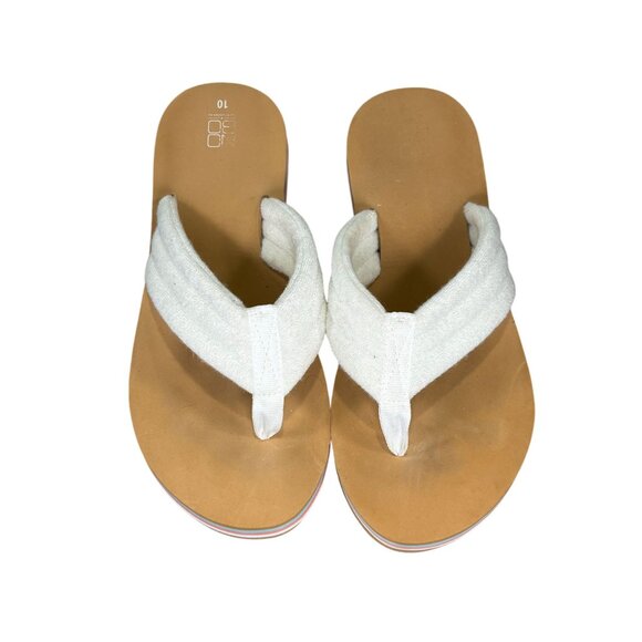 No Boundaries Size 10 White Strap Flip Flop Sandals Multicolor Platform Sole - Picture 3 of 5